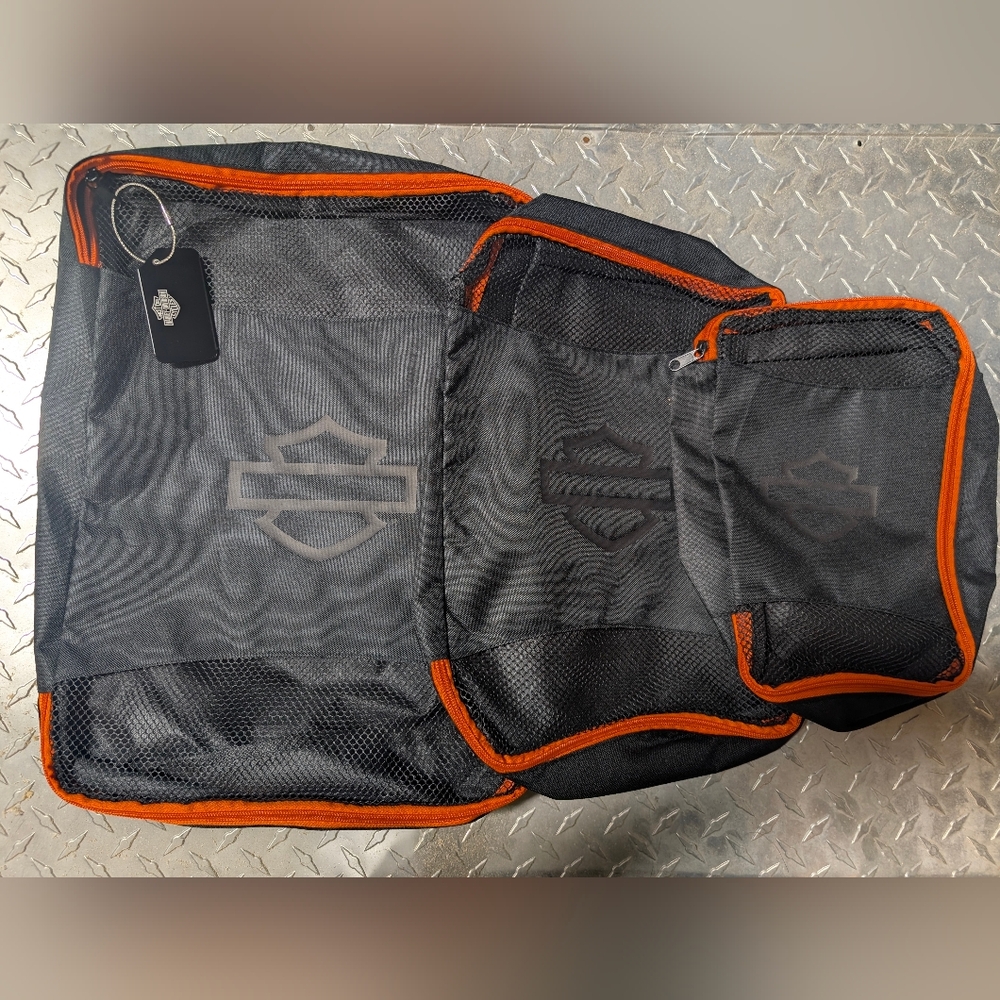 Harley-Davidson Black Backpack with Orange Trim 6 Bag Set